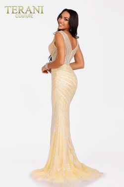 Style 231E0620 Terani Couture Yellow Size 10 Tall Height Black Tie Mermaid Dress on Queenly