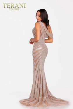 Style 231E0621 Terani Couture Nude Size 14 Plus Size Tall Height Side slit Dress on Queenly