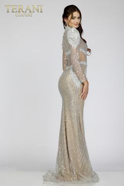 Style 231E0528 Terani Couture Silver Size 4 Mermaid Dress on Queenly