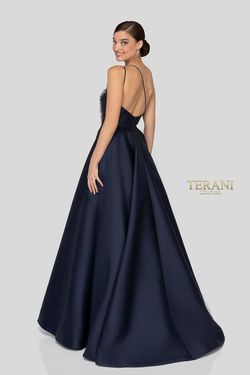 Style 1912E9202 Terani Couture Blue Size 2 Floor Length Ball gown on Queenly
