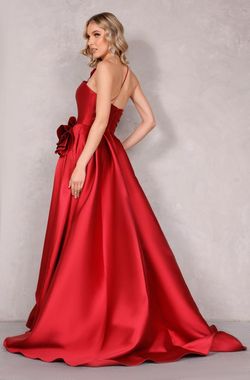 Style 2027E2917 Terani Couture Red Size 10 Burgundy A-line Dress on Queenly
