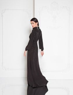 Style 1812E6274 Terani Couture Black Size 18 Plus Size Tall Height Side slit Dress on Queenly
