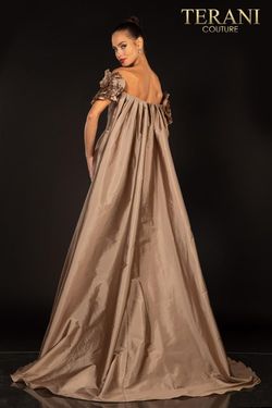 Style 2021E2792 Terani Couture Nude Size 12 Pageant Floor Length Side slit Dress on Queenly