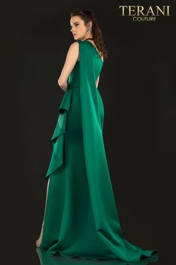Style 2021E2839 Terani Couture Green Size 16 Pageant Plus Size Floor Length Side slit Dress on Queenly