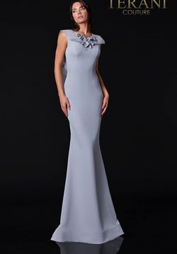 Style 2111E4752 Terani Couture Silver Size 4 Tall Height Straight Dress on Queenly