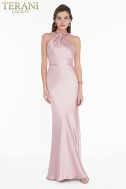 Style 1822E7286 Terani Couture Pink Size 2 Floor Length Straight Dress on Queenly