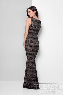 Style 1712E3285 Terani Couture Black Size 6 Straight Dress on Queenly