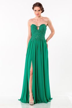 Style 1522E0465 Terani Couture Green Size 4 Emerald Tall Height Long Sleeve Side slit Dress on Queenly