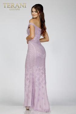 Style 231GL0411 Terani Couture Purple Size 8 Lavender Floor Length Straight Dress on Queenly