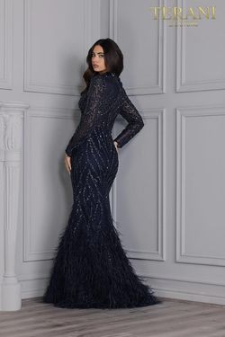 Style 2021GL3141 Terani Couture Blue Size 10 Navy Mermaid Dress on Queenly