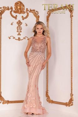 Style 2111GL5022 Terani Couture Pink Size 4 Floor Length Tall Height Pageant Mermaid Dress on Queenly