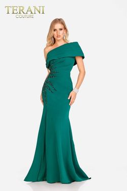 Style 231M0473 Terani Couture Green Size 24 Floor Length Emerald Mermaid Dress on Queenly