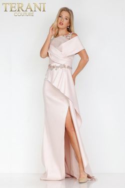 Style 231M0471 Terani Couture Pink Size 24 Tall Height Black Tie Side slit Dress on Queenly