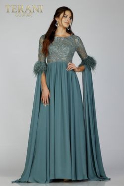 Style 231M0492 Terani Couture Green Size 20 Pageant Plus Size Floor Length Ball gown on Queenly
