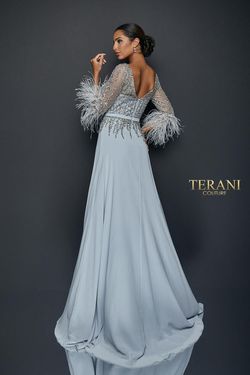 Style 1921M0473 Terani Couture Silver Size 12 Plus Size Tall Height Straight Dress on Queenly