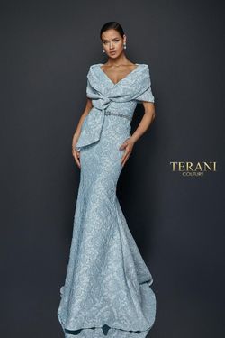 Style 1921M0726 Terani Couture Blue Size 22 Floor Length Mermaid Dress on Queenly