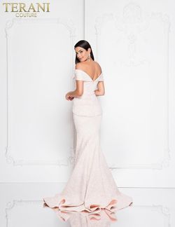 Style 1812M6657 Terani Couture Nude Size 20 Plus Size Floor Length Mermaid Dress on Queenly