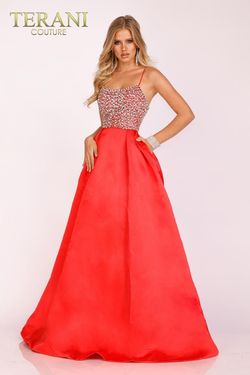 Style 231P0087 Terani Couture Red Size 10 Ball gown on Queenly
