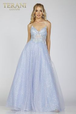 Style 231P0101 Terani Couture Blue Size 4 Tall Height Ball gown on Queenly
