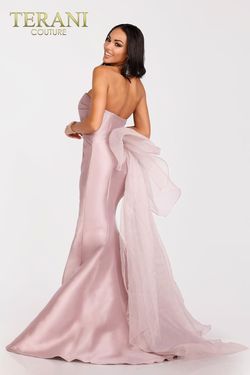 Style 231P0108 Terani Couture Pink Size 14 Tall Height Black Tie Side slit Dress on Queenly