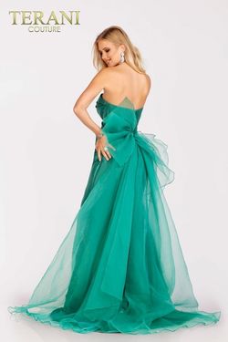 Style 231P0108 Terani Couture Green Size 2 Prom Emerald Side slit Dress on Queenly