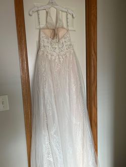 David's Bridal Nude Size 6 Floor Length 50 Off Straight Dress on Queenly