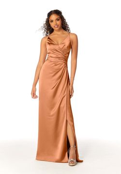 Style Hannah Morilee Orange Size 12 A-line Floor Length Tall Height Plus Size Side slit Dress on Queenly