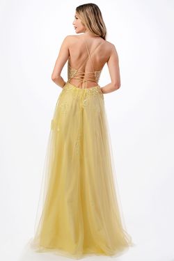 Style CL2657 Coya Yellow Size 6 Tall Height Sheer A-line Dress on Queenly