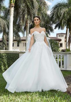 Style 5983 Morilee White Size 2 Sleeves Jewelled Embroidery Sequin Ball gown on Queenly