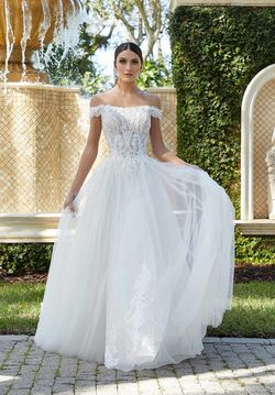 Style 5987 Morilee White Size 4 Ball Gown Sequin Floor Length Tulle A-line Dress on Queenly