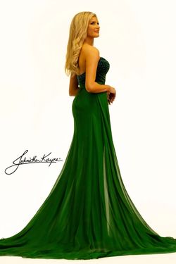 Style 2306 Johnathan Kayne Green Size 4 Sweetheart Side slit Dress on Queenly