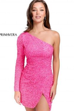 Style 3860 Primavera Pink Size 8 Mini Side Slit Straight Cocktail Dress on Queenly