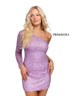 Style 3849 Primavera Purple Size 0 Mini Straight Cocktail Dress on Queenly