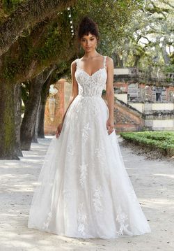 Style 2479 Morilee White Size 12 Floor Length Jewelled A-line Sequin Ball gown on Queenly