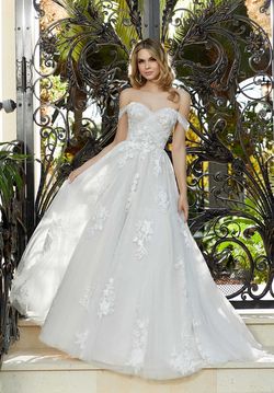 Style 5971 Morilee White Size 8 Jewelled Sequin Train Ball gown on Queenly