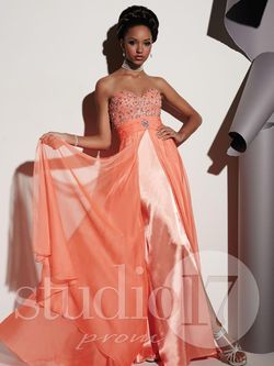 Style 12457 Studio 17 Blue Size 4 Beaded Top Floor Length Military Straight Dress on Queenly