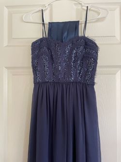 BCBG Blue Size 0 Shiny Straight Dress on Queenly