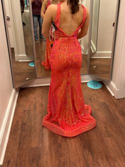 Camille La Vie Orange Size 4 Prom Coral Straight Dress on Queenly
