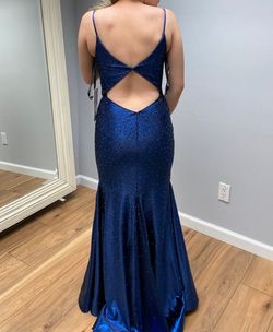 Jovani Blue Size 4 Floor Length Pageant Mermaid Dress on Queenly