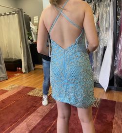 Primavera Blue Size 4 Prom Homecoming Cocktail Dress on Queenly