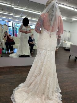 Style Ida Maggie Sottero White Size 12 Lace Floor Length Spaghetti Strap Ivory Straight Dress on Queenly