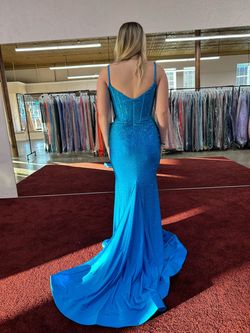 Sherri Hill Blue Size 4 Military Floor Length Mermaid Dress on Queenly