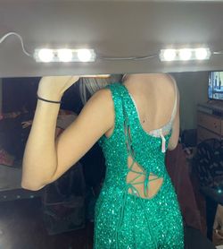 Ashley Lauren Green Size 2 Floor Length Jumpsuit Dress on Queenly