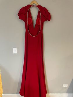 Jovani Red Size 4 Floor Length Pageant Side slit Dress on Queenly
