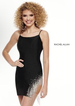 Rachel Allan Black Size 8 Midi Homecoming Cocktail Dress on Queenly