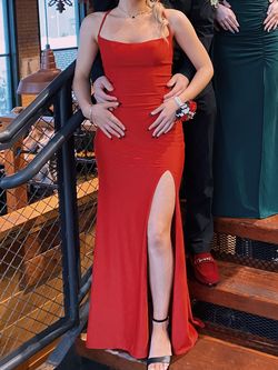 La Femme Red Size 0 Prom Corset Side slit Dress on Queenly