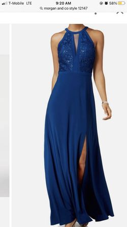 Morgan and Co Blue Size 2 Prom Sheer 70 Off Straight Dress on Queenly