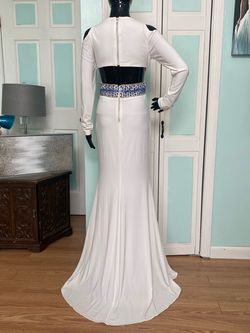 Mac Duggal White Size 4 Side Slit Floor Length A-line Dress on Queenly