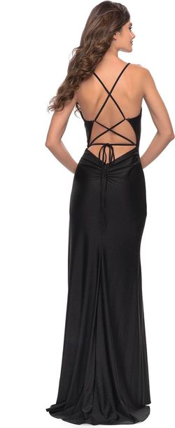 La Femme Black Tie Size 0 Pageant Floor Length Straight Dress on Queenly