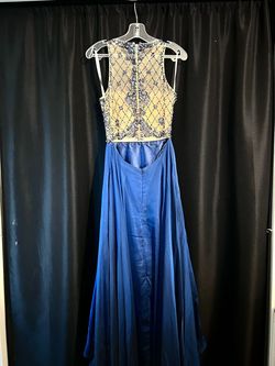 Tiffany Designs Blue Size 6 50 Off Homecoming Navy Floor Length Train Dress on Queenly